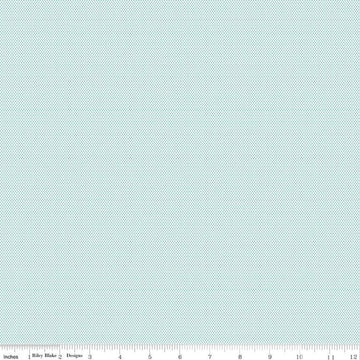 SALE POParazzi On Cream Aqua Blue Polka Dot Fabric - C815 - Riley Blake Quilting Cotton Fabric