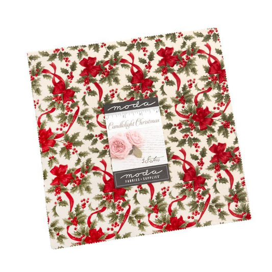 Candlelight Christmas Layer Cake Leaves Fabric - 44420LC - 42-Piece Precut - Moda Fabric Quilting Cotton Fabric