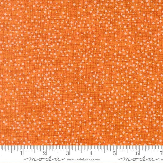Image of Coven Dotty Thatched Citrus quilting cotton fabric by Robin Pickens for Moda Fabrics. Features dots on an orange background. Cute Little Fabric Shop.