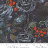 Image of Coven Rose Midnight quilting cotton fabric by Robin Pickens for Moda Fabrics. Features flowers on a blue background. Cute Little Fabric Shop.