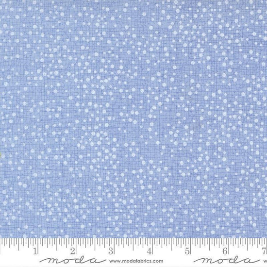 Image of Coven Dotty Thatched Cloudy Sky quilting cotton fabric by Robin Pickens for Moda Fabrics. Features dots on a blue background. Cute Little Fabric Shop.