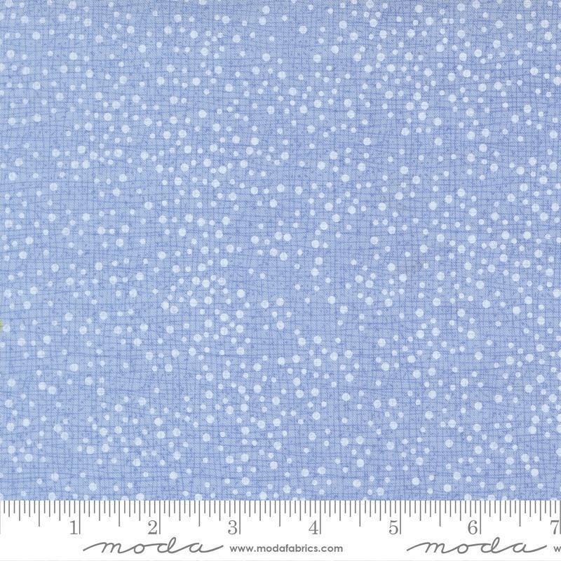 Image of Coven Dotty Thatched Cloudy Sky quilting cotton fabric by Robin Pickens for Moda Fabrics. Features dots on a blue background. Cute Little Fabric Shop.