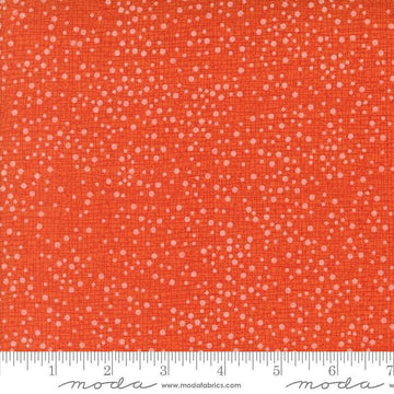 Image of Coven Dotty Thatched Tangerine quilting cotton fabric by Robin Pickens for Moda Fabrics. Features dots on an orange background. Cute Little Fabric Shop.