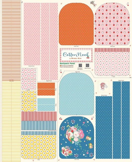 SALE Cotton Nook Backpack Panel Pattern Panel - P17979 - Riley Blake Quilting Cotton Fabric