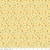 Image of Cotton Nook Pretty Sunshine quilting cotton fabric by Minki Kim for Riley Blake Designs. Features flowers on a yellow background. Cute Little Fabric Shop.