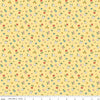 Image of Cotton Nook Pretty Sunshine quilting cotton fabric by Minki Kim for Riley Blake Designs. Features flowers on a yellow background. Cute Little Fabric Shop.