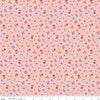 Image of Cotton Nook Pretty Pink quilting cotton fabric by Minki Kim for Riley Blake Designs. Features flowers on a pink background. Cute Little Fabric Shop.