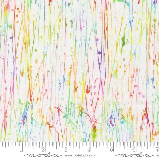 Image of Gradients Gallery Dripping Paint Rainbow quilting cotton fabric by Moda for Moda Fabrics. Features an abstract design on a rainbow background. Cute Little Fabric Shop.