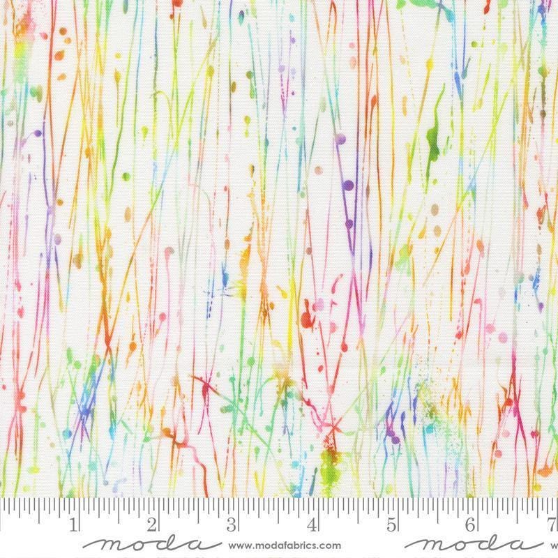 Image of Gradients Gallery Dripping Paint Rainbow quilting cotton fabric by Moda for Moda Fabrics. Features an abstract design on a rainbow background. Cute Little Fabric Shop.