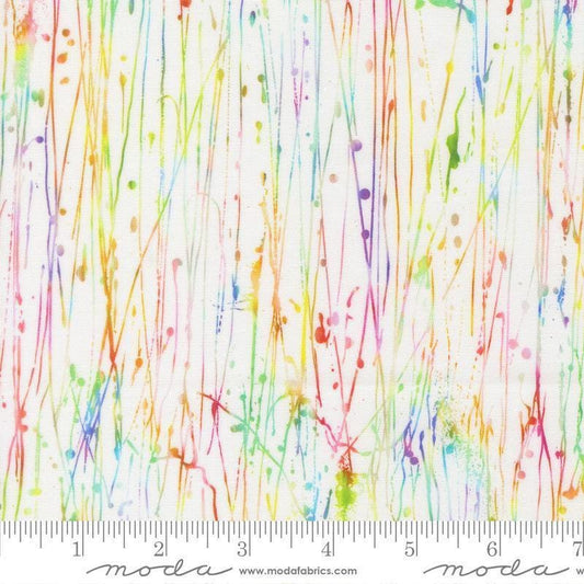 Image of Gradients Gallery Dripping Paint Rainbow quilting cotton fabric by Moda for Moda Fabrics. Features an abstract design on a rainbow background. Cute Little Fabric Shop.