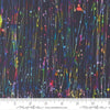 Image of Gradients Gallery Dripping Paint Midnight Rain quilting cotton fabric by Moda for Moda Fabrics. Features an abstract design on a black background. Cute Little Fabric Shop.