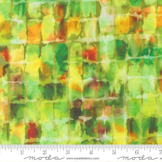 Image of Gradients Gallery Candy Palette Lime quilting cotton fabric by Moda for Moda Fabrics. Features an abstract design on a green background. Cute Little Fabric Shop.