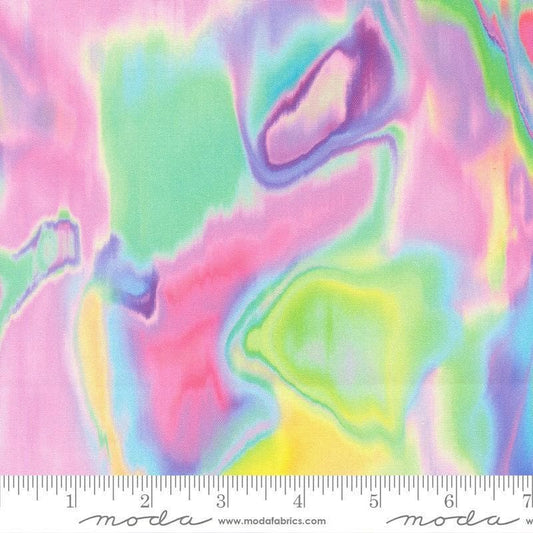 Image of Gradients Gallery Wet Paint Rainbow quilting cotton fabric by Moda for Moda Fabrics. Features an abstract design on a rainbow background. Cute Little Fabric Shop.