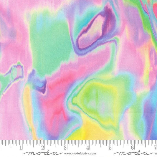 Image of Gradients Gallery Wet Paint Rainbow quilting cotton fabric by Moda for Moda Fabrics. Features an abstract design on a rainbow background. Cute Little Fabric Shop.