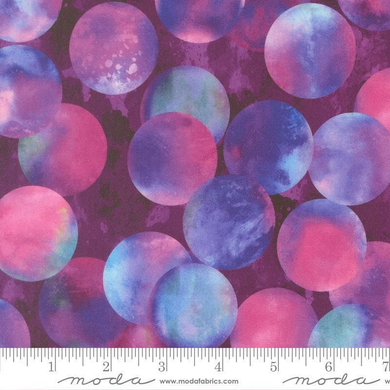 Image of Gradients Gallery Candescent Dots Purple Haze quilting cotton fabric by Moda for Moda Fabrics. Features circles on a purple background. Cute Little Fabric Shop.