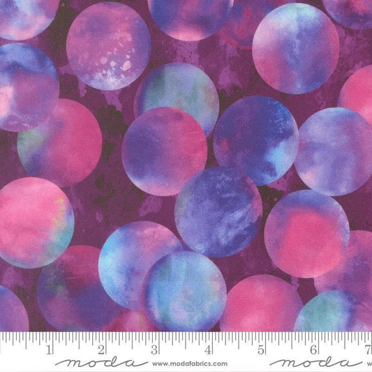 Image of Gradients Gallery Candescent Dots Purple Haze quilting cotton fabric by Moda for Moda Fabrics. Features circles on a purple background. Cute Little Fabric Shop.