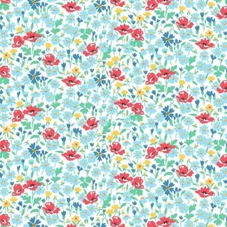 31" End of Bolt - Riviera Collection B Wildflower Poppy A 01666463A - Riley Blake - Floral - Liberty Fabrics  - Quilting Cotton Fabric