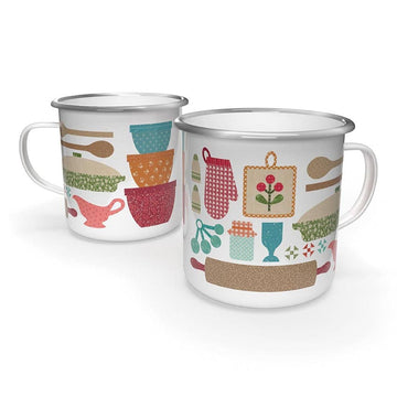 SALE Lori Holt Baked With Love Enamel Tin Mug - ST-50213 - Riley Blake 20 Ounce Hand Wash Only Cup