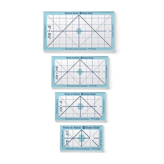 SALE Lori Holt Cute Cuts Trim-It Ruler Set Small Rectangles - STTI-50246 - Riley Blake Set of 4 Plastic Rulers
