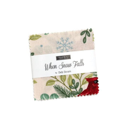When Snow Falls Mini Charm Pack Christmas Fabric - 56170MC - 42-Piece Precut - Moda Fabrics Quilting Cotton Fabric