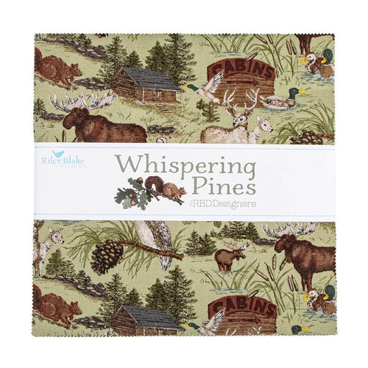 SALE Whispering Pines 10" Stacker Nature Fabric - 10-17950-42 - 42-Piece Precut - Riley Blake Quilting Cotton Fabric