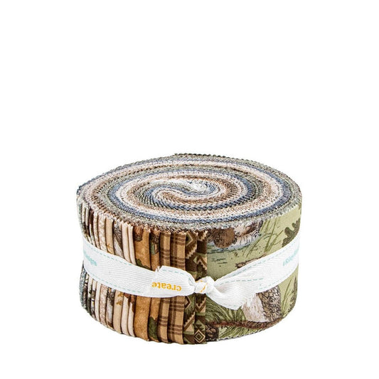 SALE Whispering Pines 2.5" Rolie Polie Nature Fabric - RP-17950-40 - 40-Piece Precut - Riley Blake Quilting Cotton Fabric