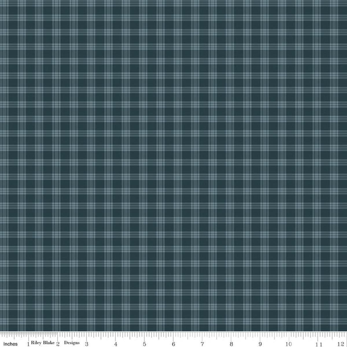 Image of Whispering Pines Plaid Blue quilting cotton fabric by The RBD Designers for Riley Blake Designs. Features plaid on a blue background. Cute Little Fabric Shop.