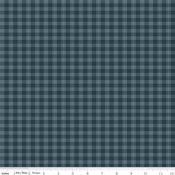 Image of Whispering Pines Plaid Blue quilting cotton fabric by The RBD Designers for Riley Blake Designs. Features plaid on a blue background. Cute Little Fabric Shop.