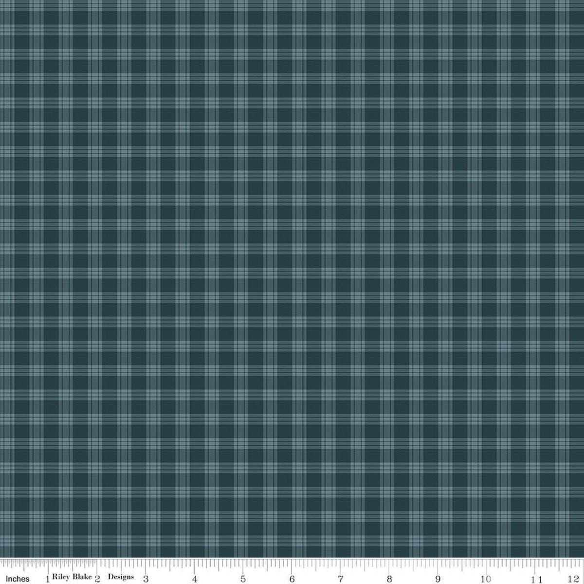 Image of Whispering Pines Plaid Blue quilting cotton fabric by The RBD Designers for Riley Blake Designs. Features plaid on a blue background. Cute Little Fabric Shop.