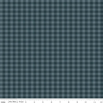 Image of Whispering Pines Plaid Blue quilting cotton fabric by The RBD Designers for Riley Blake Designs. Features plaid on a blue background. Cute Little Fabric Shop.