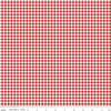 Image of Little Ladybug Gingham Red quilting cotton fabric by Lori Whitlock for Riley Black Designs. Features gingham on a red background. Cute Little Fabric Shop.
