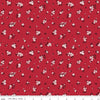 Image of Little Ladybug Mini Flowers Red quilting cotton fabric by Lori Whitlock for Riley Black Designs. Features flowers on a red background. Cute Little Fabric Shop.