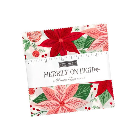 Merrily On High Charm Pack Christmas Fabric - 43210PP - 42-Piece Precut - Moda Fabrics Quilting Cotton Fabric