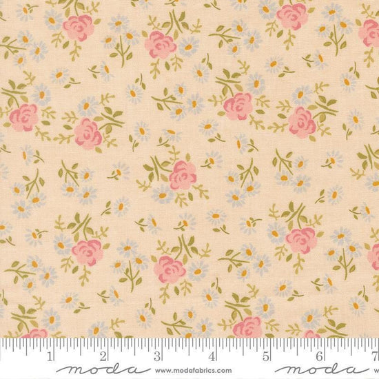 Image of My Secret Garden Rose Garden Cloud quilting cotton fabric by Stacy Iest Hsu for Moda Fabrics. Features flowers on a beige background. Cute Little Fabric Shop.