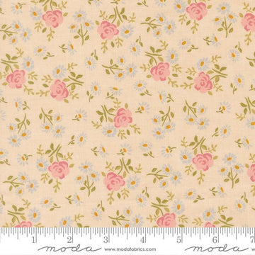 Image of My Secret Garden Rose Garden Cloud quilting cotton fabric by Stacy Iest Hsu for Moda Fabrics. Features flowers on a beige background. Cute Little Fabric Shop.