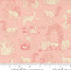 Image of My Secret Garden Toile Petal quilting cotton fabric by Stacy Iest Hsu for Moda Fabrics. Features animals on a pink background. Cute Little Fabric Shop.