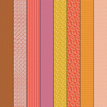 Image of Gathered Lollies One Hazel quilting cotton fabric by Jen Kingwell for Moda Fabrics. Features stripes on a pink background. Cute Little Fabric Shop.