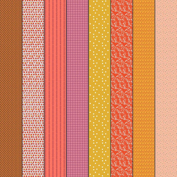 Image of Gathered Lollies One Hazel quilting cotton fabric by Jen Kingwell for Moda Fabrics. Features stripes on a pink background. Cute Little Fabric Shop.