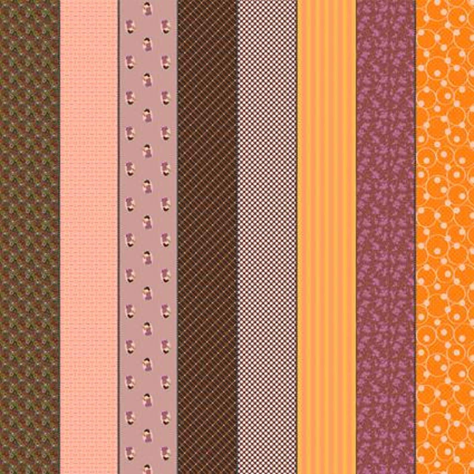 Image of Gathered Lollies Two Hazel quilting cotton fabric by Jen Kingwell for Moda Fabrics. Features stripes on a purple background. Cute Little Fabric Shop.