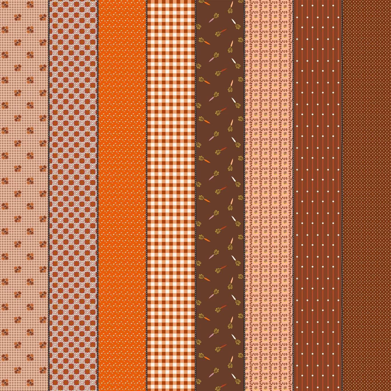Image of Gathered Lollies Five Hazel quilting cotton fabric by Jen Kingwell for Moda Fabrics. Features stripes on a brown background. Cute Little Fabric Shop.