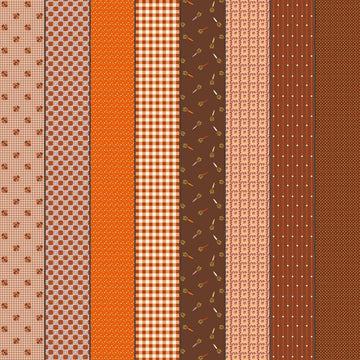 Image of Gathered Lollies Five Hazel quilting cotton fabric by Jen Kingwell for Moda Fabrics. Features stripes on a brown background. Cute Little Fabric Shop.