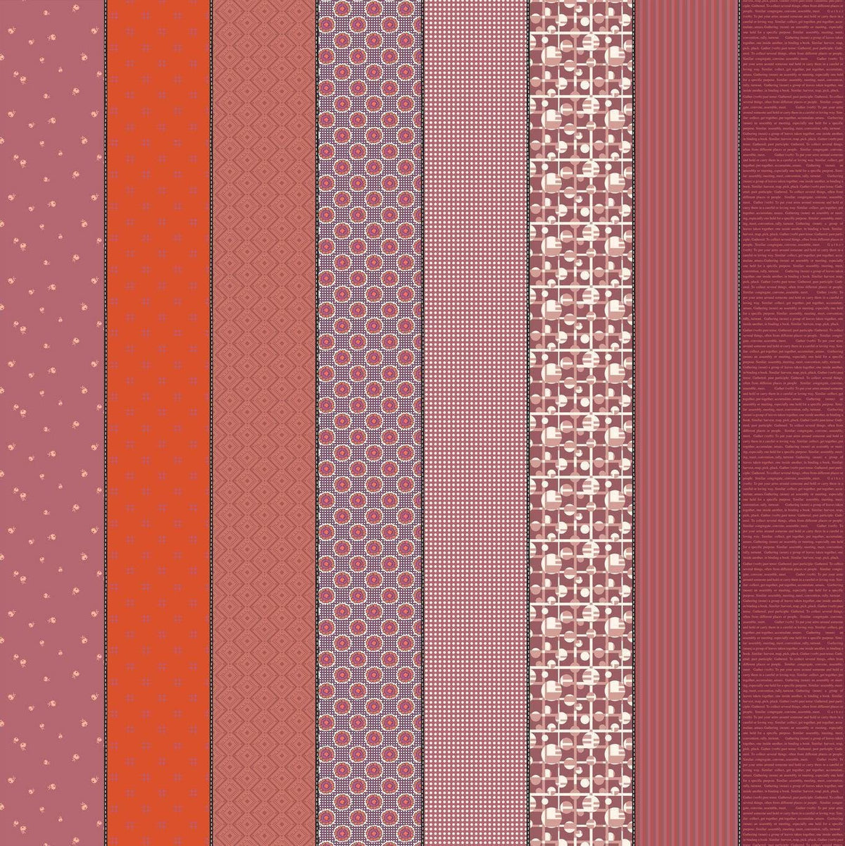 Image of Gathered Lollies Three Hazel quilting cotton fabric by Jen Kingwell for Moda Fabrics. Features stripes on a purple background. Cute Little Fabric Shop.