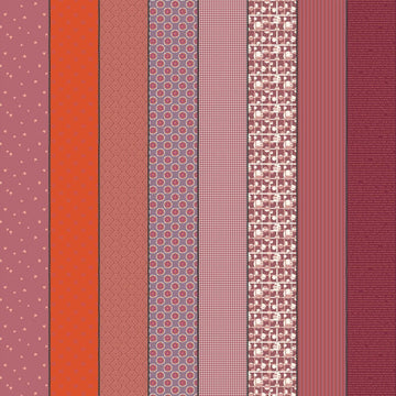 Image of Gathered Lollies Three Hazel quilting cotton fabric by Jen Kingwell for Moda Fabrics. Features stripes on a purple background. Cute Little Fabric Shop.