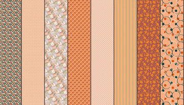 Image of Gathered Lollies Two Trentham quilting cotton fabric by Jen Kingwell for Moda Fabrics. Features stripes on an orange background. Cute Little Fabric Shop.