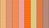 Image of Gathered Lollies Eight Hazel quilting cotton fabric by Jen Kingwell for Moda Fabrics. Features stripes on an orange background. Cute Little Fabric Shop.