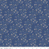 Image of Before the Blooms Astrid Denim quilting cotton fabric by Danelys Sidron for Riley Blake Designs. Features flowers on a blue background. Cute Little Fabric Shop.