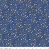 Image of Before the Blooms Astrid Denim quilting cotton fabric by Danelys Sidron for Riley Blake Designs. Features flowers on a blue background. Cute Little Fabric Shop.