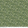 Image of Before the Blooms Astrid Basil quilting cotton fabric by Danelys Sidron for Riley Blake Designs. Features flowers on a green background. Cute Little Fabric Shop.