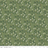Image of Before the Blooms Astrid Basil quilting cotton fabric by Danelys Sidron for Riley Blake Designs. Features flowers on a green background. Cute Little Fabric Shop.