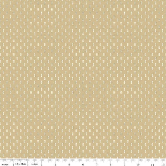 Image of Before the Blooms Mira Tea Dye quilting cotton fabric by Danelys Sidron for Riley Blake Designs. Features flowers on a beige background. Cute Little Fabric Shop.